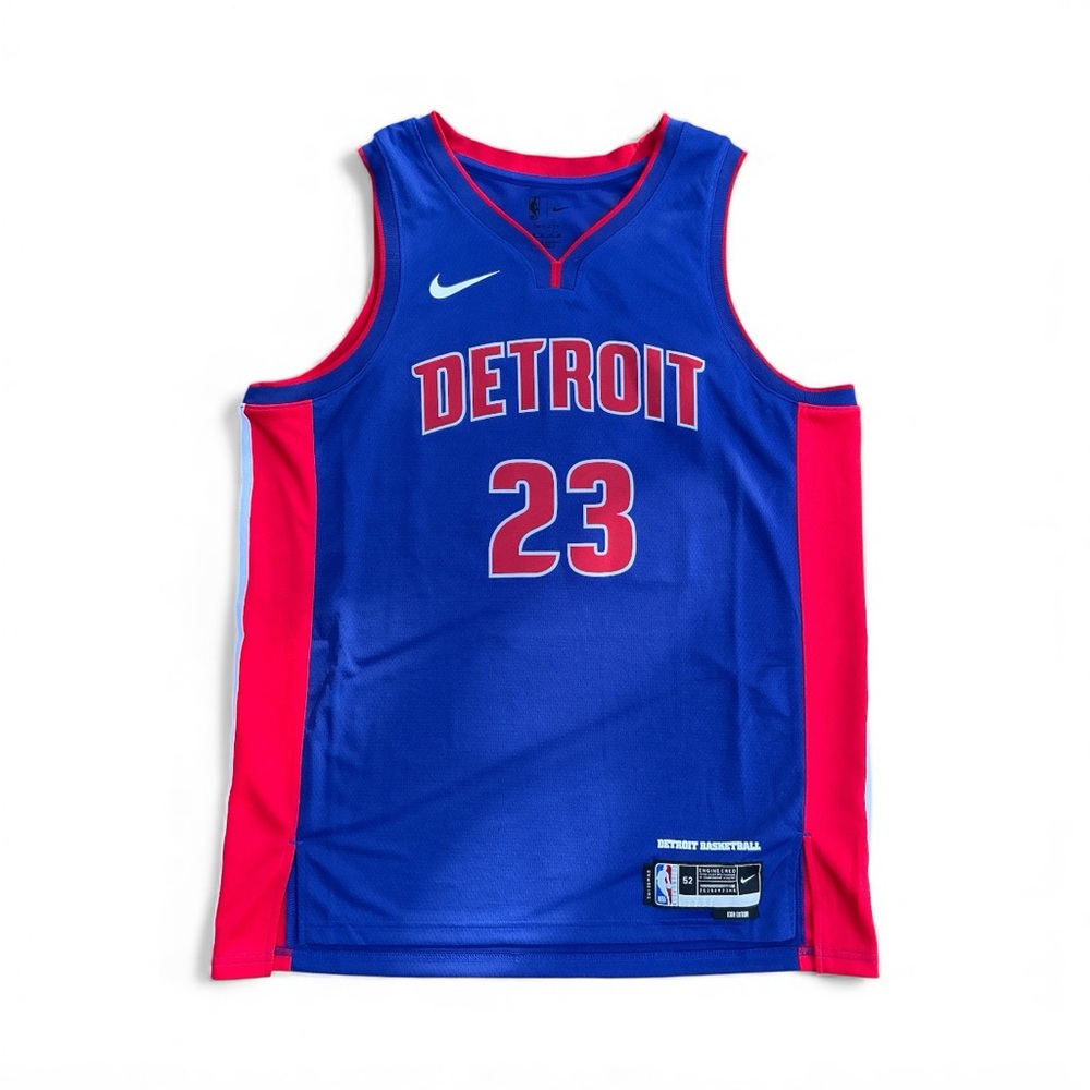 Nike Blue and Red Detroit Basketball Jersey